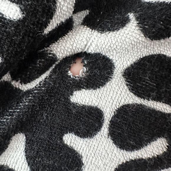 Marimekko Top Womens L XL Black White Floral Print Pullover Top Terry Cloth Swim - Picture 8 of 10